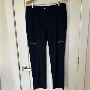 Elegant Navy Track Pants with Zipper Accents